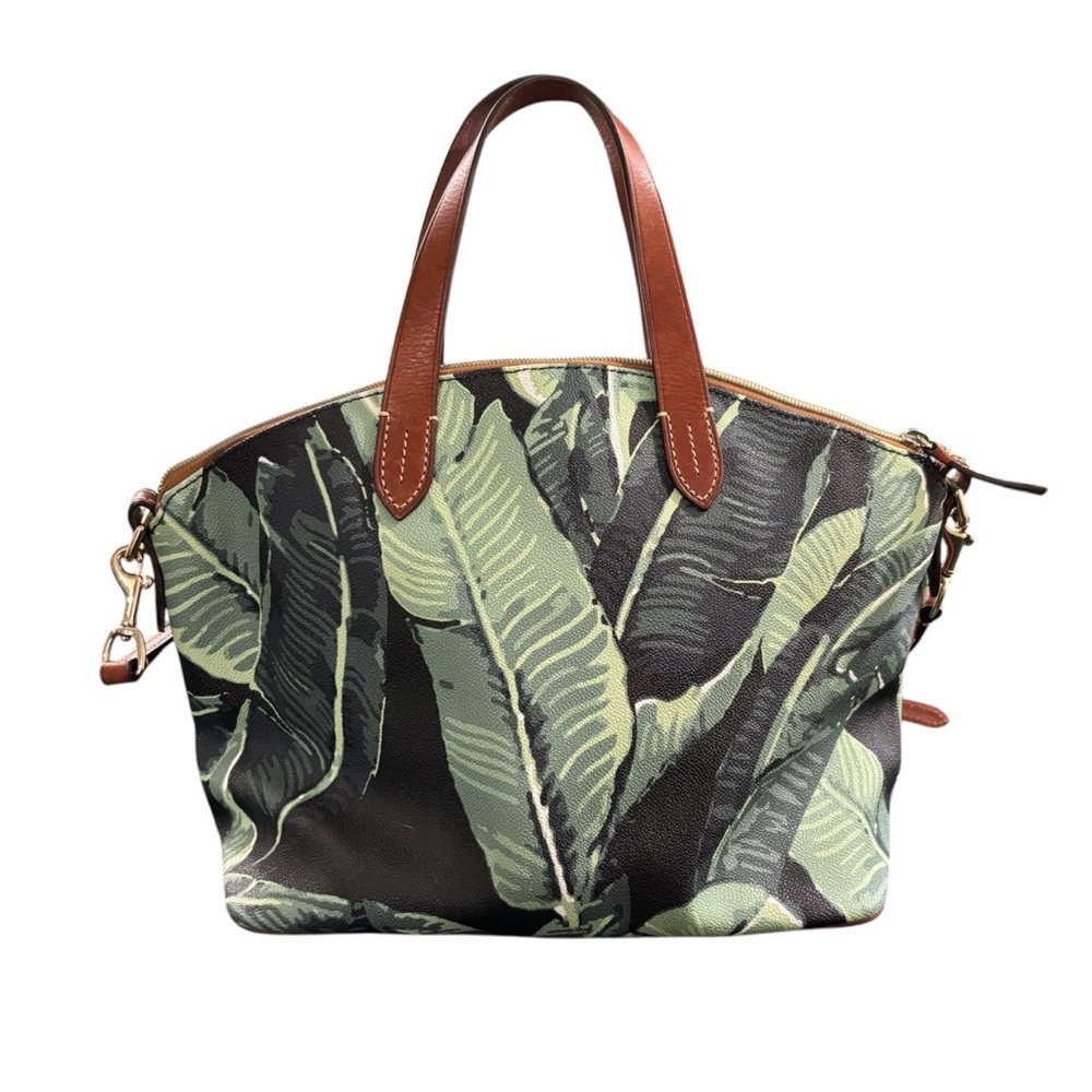 Dooney & Bourke Banana Leaves satchel with black background - Picture 2 of 8